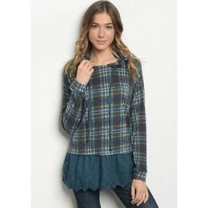 NEW!  Plaid Hooded Flannel Tunic Top